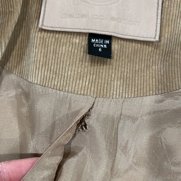 BEBE Corduroy Tan Peplum Ruffle Blazer Skirt Suit - Picture 8 of 8